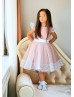 Lace Sleeve Pink Flower Girl Dress